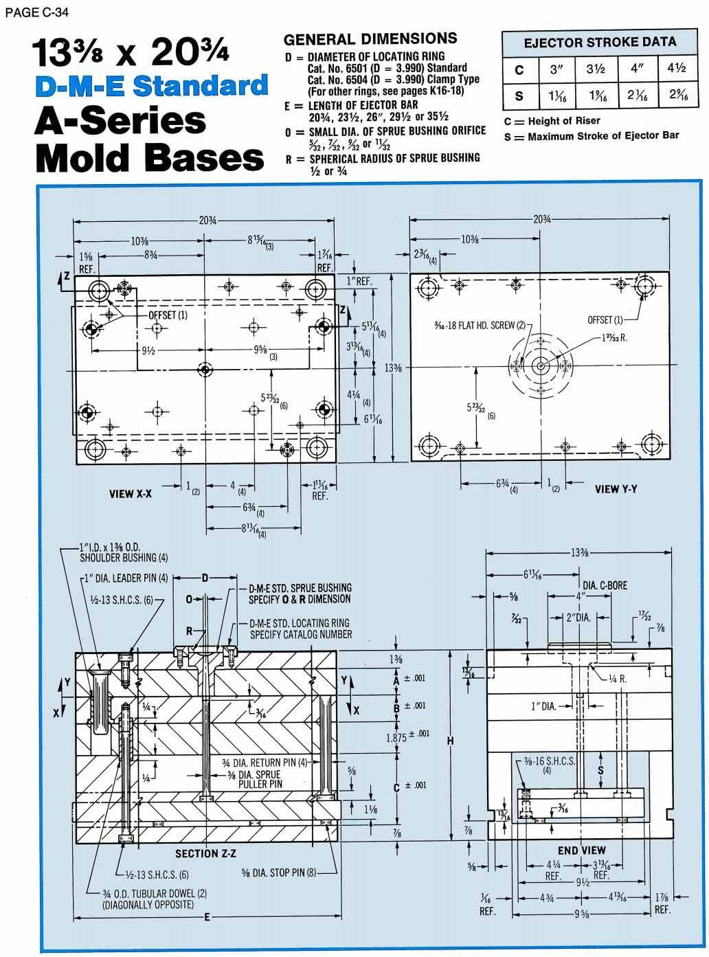 DME standard A 13.375 series mold bases